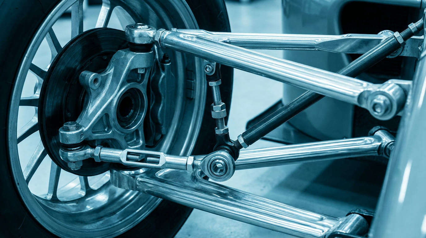 GT7レーシングカーのリアサスペンションとトー調整機構