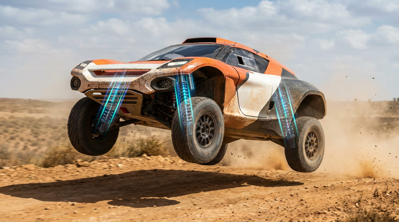 GT7 ラリーレーシングカーのダンパー（減衰）レンジ差のイメージ